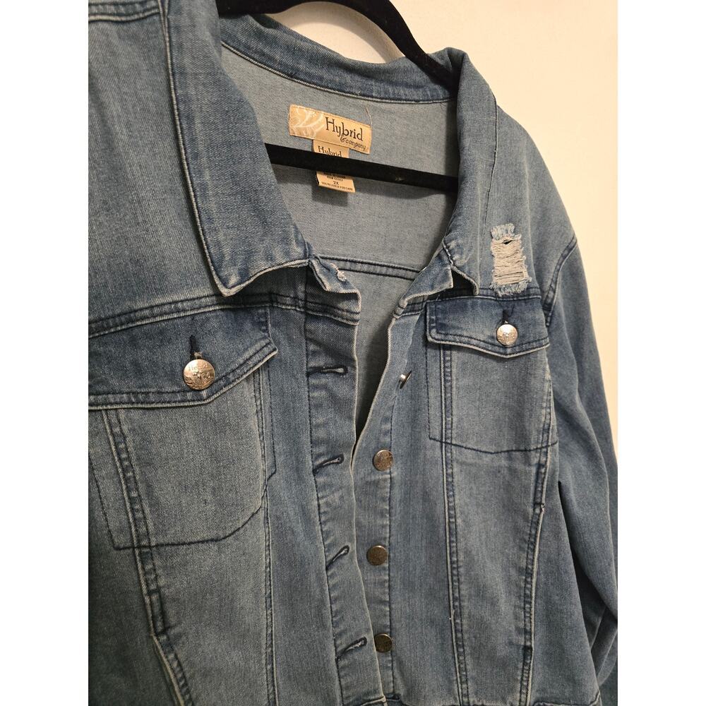 Hybrid & Company Women's Jean Jacket Distressed Size 2XL - Picture 2 of 7